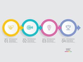 horizontal steps timeline infographic element report background with business line icon 4 steps vector