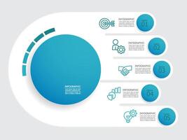 circle steps timeline infographic element report background with business line icon 5 steps for any business-related presentation vector