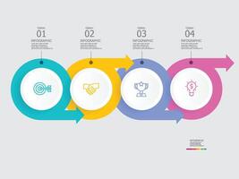 horizontal steps timeline infographic element report background with business line icon 4 steps vector