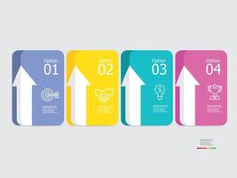 horizontal steps timeline infographic element report background with business line icon 4 steps vector