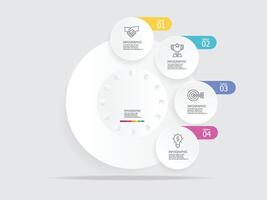 round circle timeline infographic element report background with business line icon 4 steps vector