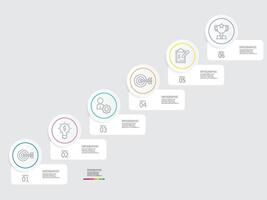 horozontal timeline infographic element report background with business line icon 6 steps vector