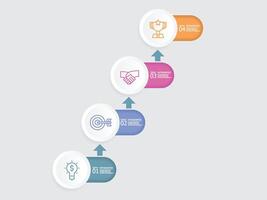 horizontal pasos cronograma infografía elemento reporte antecedentes con negocio línea icono 4 4 pasos vector