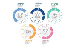 resumen cronograma infografía elemento negocio datos visualización pasos reporte diseño modelo antecedentes con negocio línea icono 5 5 pasos vector