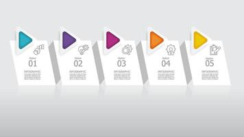 horizontal steps timeline infographic element report background with business line icon 5 steps vector