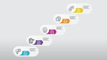 growth ellipse steps timeline infographic element report background with business line icon 5 steps vector