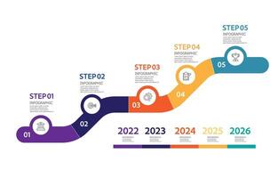 abstract timeline infographic element business data visualization steps report layout template background with business line icon 5 steps vector