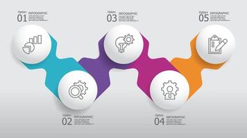 horizontal redondo circulo pasos cronograma infografía elemento reporte antecedentes con negocio línea icono 5 5 pasos vector