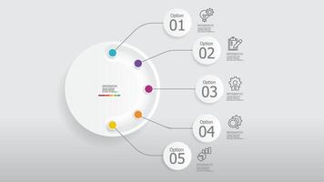 redondo circulo pasos cronograma infografía elemento reporte antecedentes con negocio línea icono 5 5 pasos vector