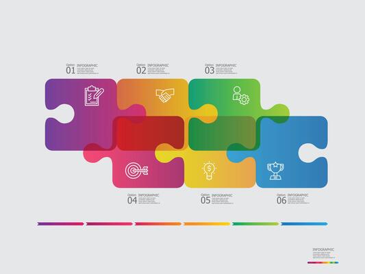 jigsaw puzzle horizontal steps timeline infographic element report background