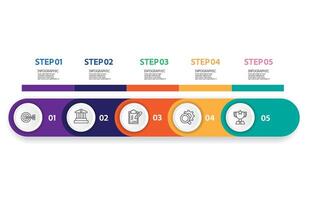 abstract timeline infographic element business data visualization steps report layout template background with business line icon 5 steps vector