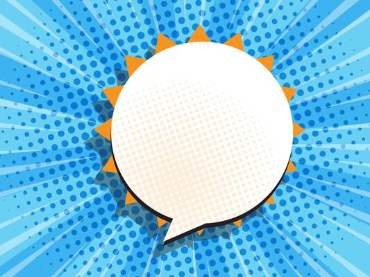 abstract comic book, pop art cartoon cover with blank speech bubble halftone dotted background