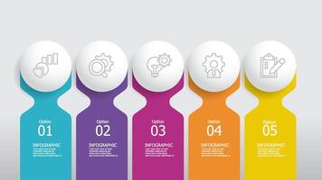 ellipse and round circle steps timeline infographic element report background with business line icon 5 steps vector