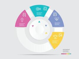 redondo circulo cronograma infografía elemento reporte antecedentes con negocio línea icono 4 4 pasos vector