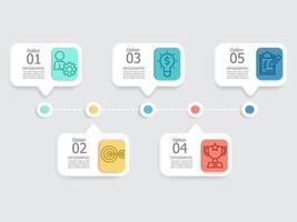 horizontal steps timeline infographic element report background with business line icon 5 steps vector