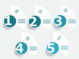 horizontal circle round steps timeline infographic element report background with business line icon 5 steps vector