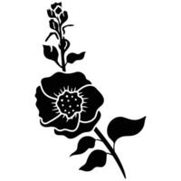 silhouette black motif rose flower blooming decoration vector