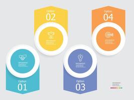 horozontal timeline infographic element report background with business line icon 4 steps vector