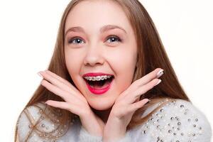 Healthy, beautiful smile, the child to the dentist.Portrait of a little girl photo