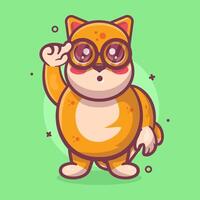 genio shiba perro animal personaje mascota con pensando expresión aislado dibujos animados en plano estilo diseño vector