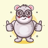 cute polar bear animal character mascot with thumb up hand gesture isolated cartoon vector