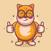 cheerful shiba inu dog animal character mascot with thumb up hand gesture isolated cartoon vector