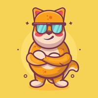 frio shiba inu perro animal personaje mascota con cruzado brazos aislado dibujos animados en plano estilo diseño vector