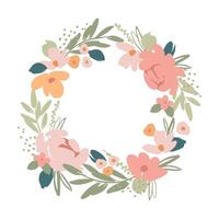 Vector isolated floral design with cute flowers. Wreath. Template for card, poster, flyer, t-shirt, home decor and other use.