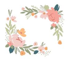 Vector isolated floral design with cute flowers. Template for card, poster, flyer, t-shirt, home decor and other use.