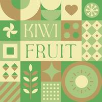 kiwi Fruit seamless pattern in scandinavian style postcard with Retro clean concept design vector