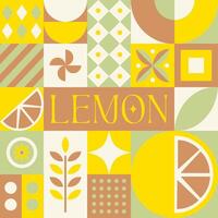 lemon Fruit seamless pattern in scandinavian style postcard with Retro clean concept design vector