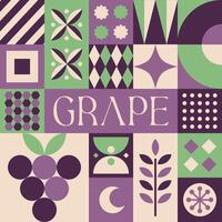 Grape Fruit seamless pattern in scandinavian style postcard with Retro clean concept design vector