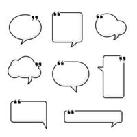 Black and white speech bubble balloon with quotation marks, icon sticker memo keyword planner text box banner, flat vector illustration design isolated