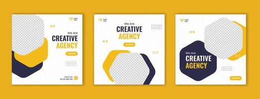 Set of Editable Corporate social media template. Suitable for business digital marketing and web internet ads. Vector illustration with minimal shapes