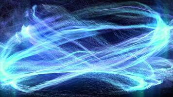 mit bunt Energie glühend Welle Partikel Explosionen, eisig Nebel Auswirkungen abstrakt ziehen um Magie glühen fliegend video