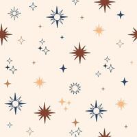 Linear stars and sparks seamless pattern vector