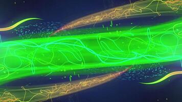 mit bunt Energie glühend Welle Partikel Explosionen, eisig Nebel Auswirkungen abstrakt ziehen um Magie glühen fliegend video