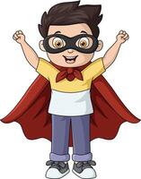 Cute little boy cartoon wearing superhero costume vector