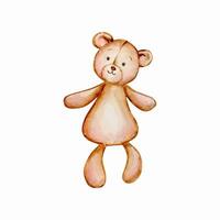 Watercolor cute baby angel bear, nursery vector