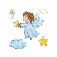 Watercolor baby boy with star, nursery vector