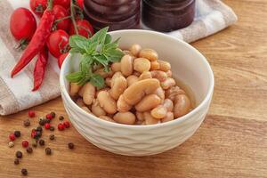 Whinte canned kidney beans in the bowl photo