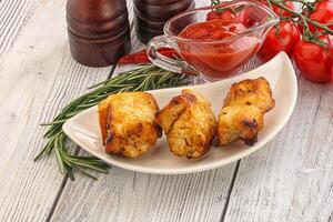 Chicken breast shashlik - grilled meat photo