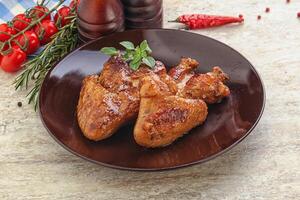 Roasted chicken wings with spicy sauce photo