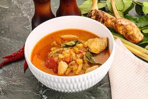 Thai traditional Tom Yum with chicken photo