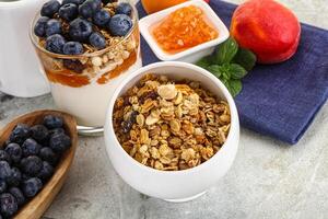 Granola museli cereal for breakfast photo