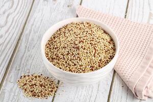 Raw dry quinoa cereal grain photo