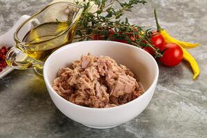 Canned tuna fillet for salad photo