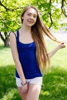 Healthy, beautiful smile, the child to the dentist.Portrait of a little girl with orthodontic appliance . photo