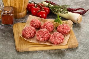 Raw beef meatball minced meat photo