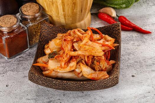 coreano cocina fermentado repollo kimchi foto